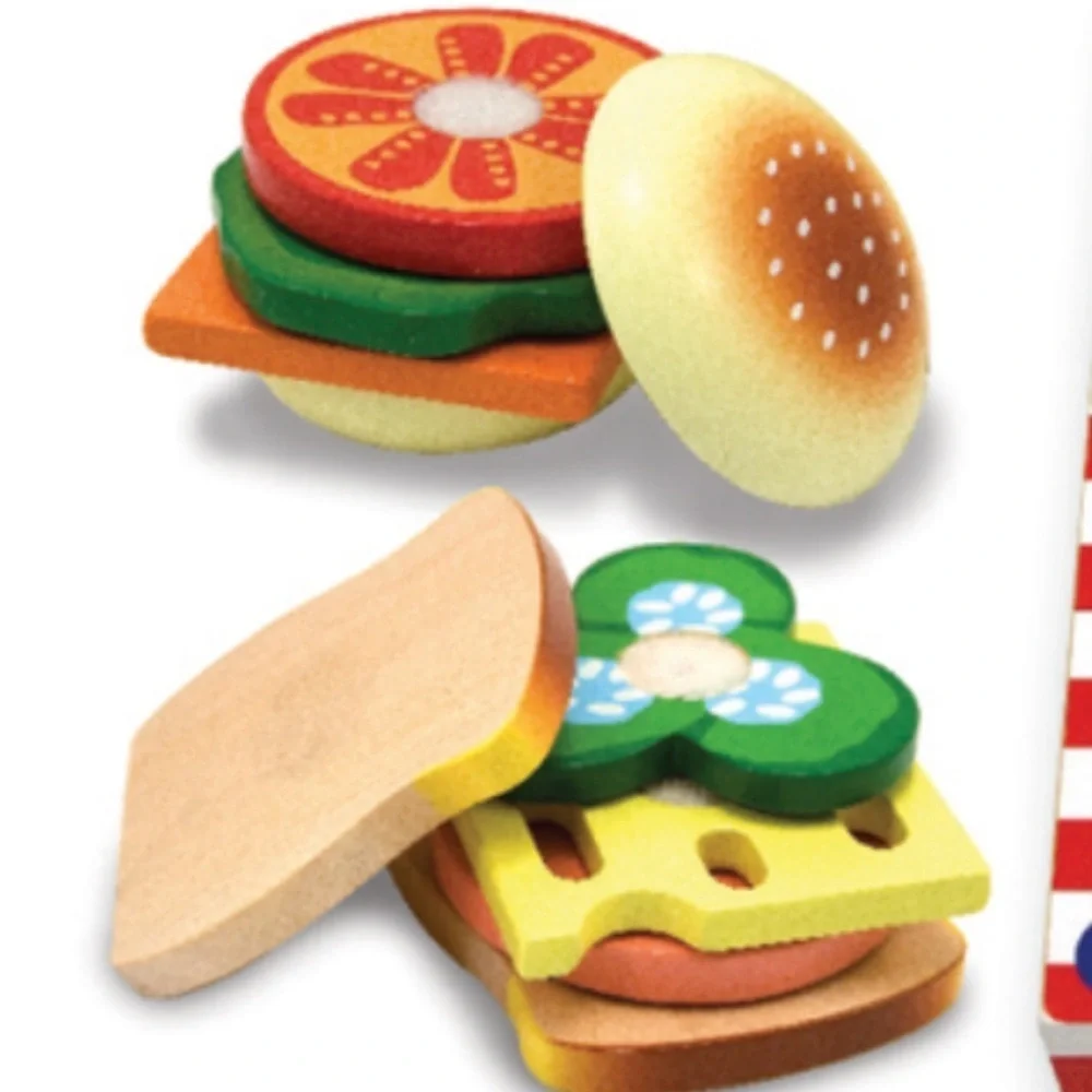 Melissa & Doug Wooden Sandwich-Making Pretend Play Food Set new in sealed box